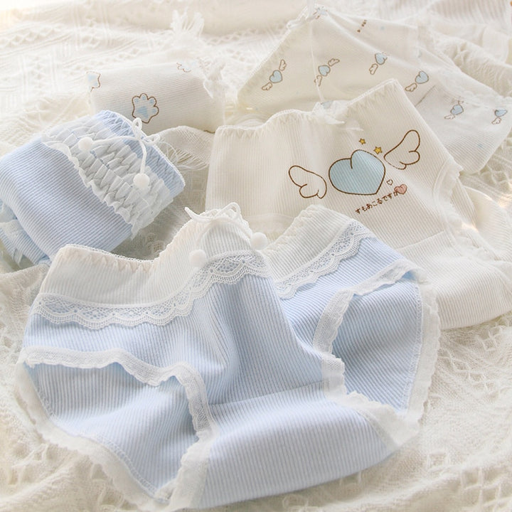 Kawaii Blue Lace Cotton Underwear - Juneptune