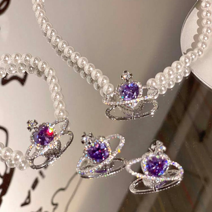 Korean Purple Heart Crystal Jewelry Set - Juneptune