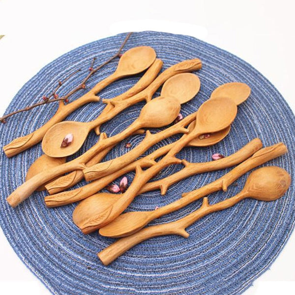 Cute Branch Shaped Wooden Spoons - Juneptune