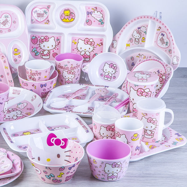 Kawaii Sanrio Pink Hello Kitty Tableware Set - Juneptune