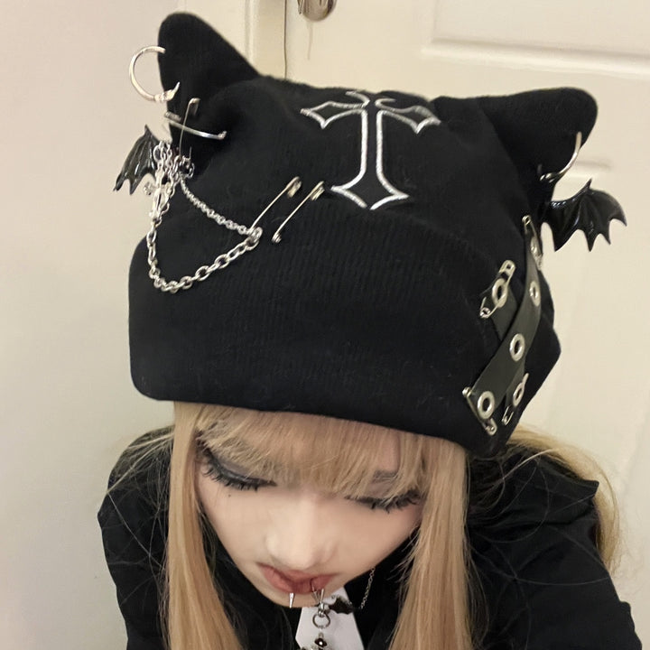 Harajuku Knitted Beanie With Cat Ears - Juneptune