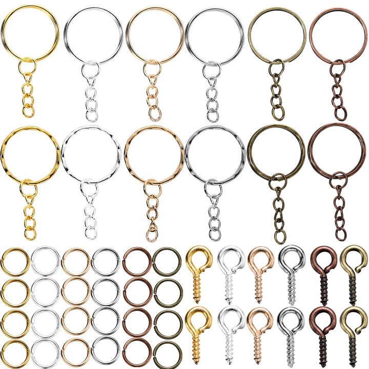 DIY Crafting Open Jump Rings Eye Pins Keychain Hooks Set - Juneptune