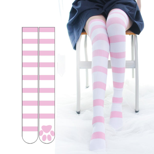 Kawaii Lolita Striped Long Socks - Juneptune