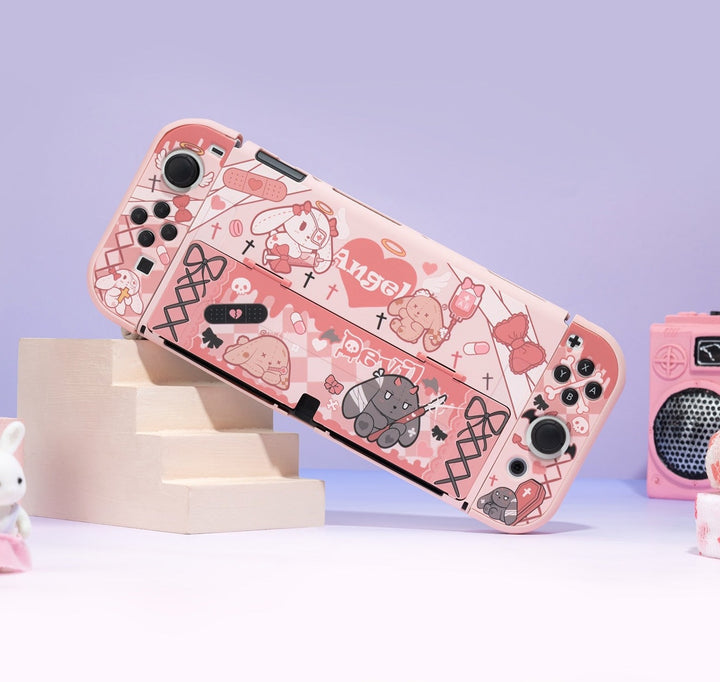 Kawaii Pink Gothic Rabbit Nintendo Switch OLED Case - Juneptune