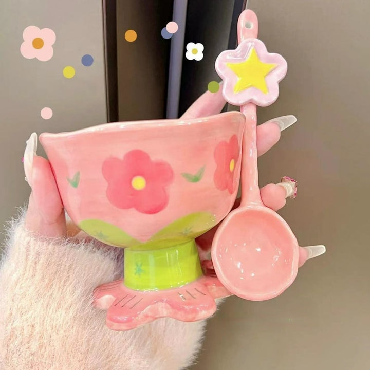 Kawaii Flower Ceramic Dessert Bowl - Juneptune