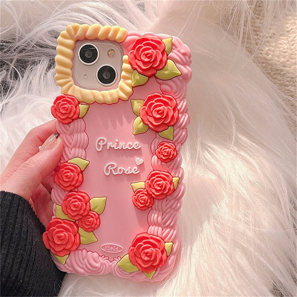 Korean Cute Rose Flower Silicone iPhone Case - Juneptune