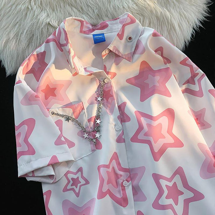 Y2K Short Sleeve Star Shirt - Juneptune