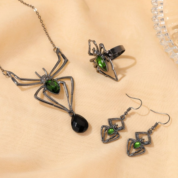 Aesthetic Green Spider Jewelry Set - Juneptune