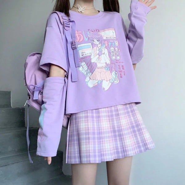 Kawaii Anime Sweatshirt With Arm Cover - Juneptune