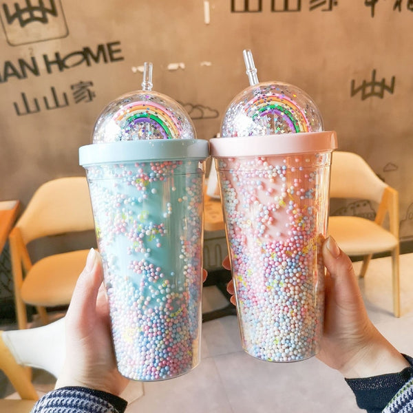 Cute Rainbow Cup With Lid - Juneptune