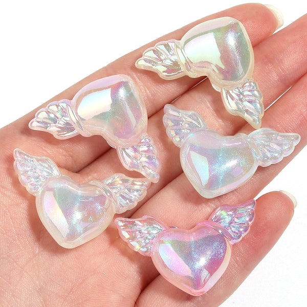 Pastel Heart Wings DIY Crafting Charms - Juneptune