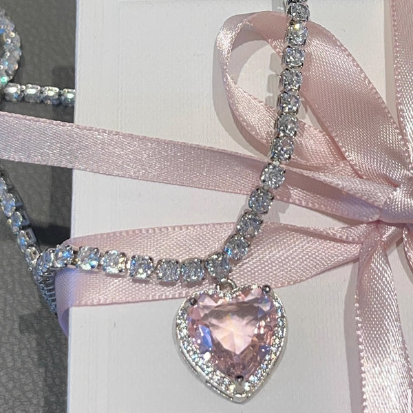 Kawaii Pink Heart Necklace - Juneptune