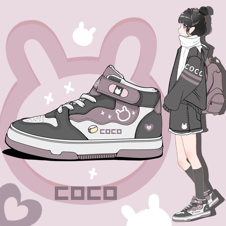 Kawaii Purple Bunny Chunky Sneakers - Juneptune