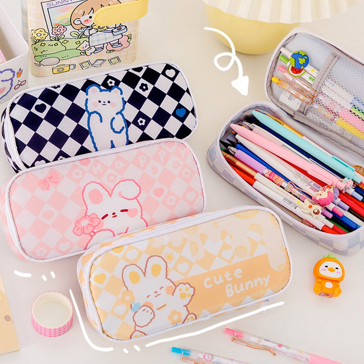 Kawaii Checkerboard Pencil Case - Juneptune