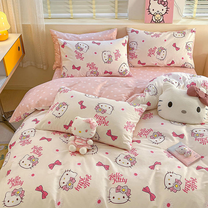 Kawaii Sanrio Hello Kitty Bedding Set - Juneptune