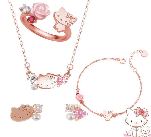 Kawaii Sanrio Hello Kitty Jewelry Set - Juneptune