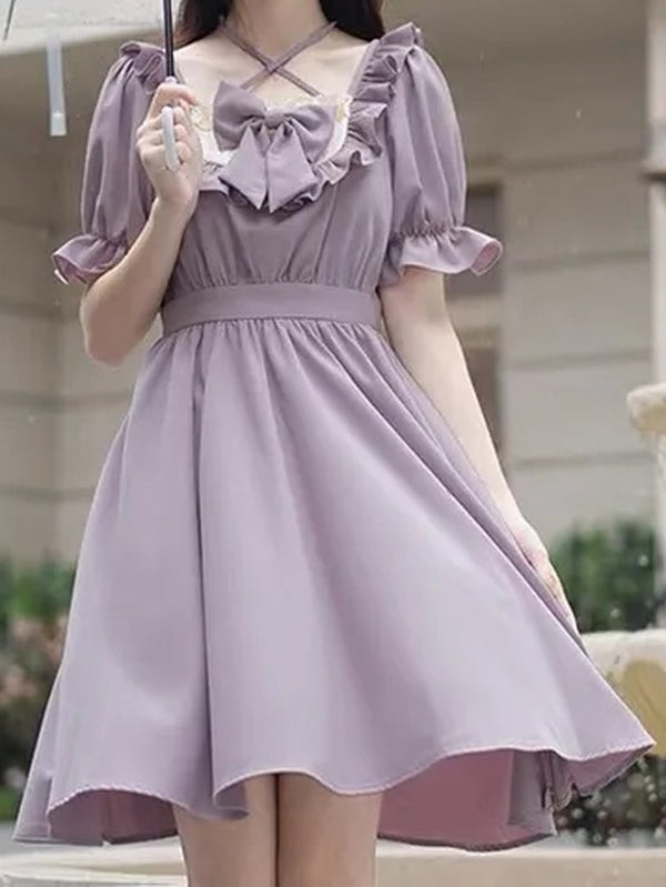 Sweet Lolita Purple Dress With Bow - Juneptune