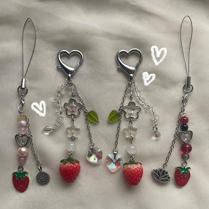 Nana Inspired Cottagecore Strawberry Keychain Phone Charm - Juneptune