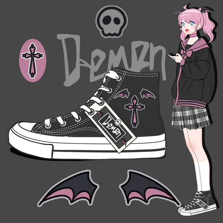 Kawaii Purple Bat High Top Shoes - Juneptune