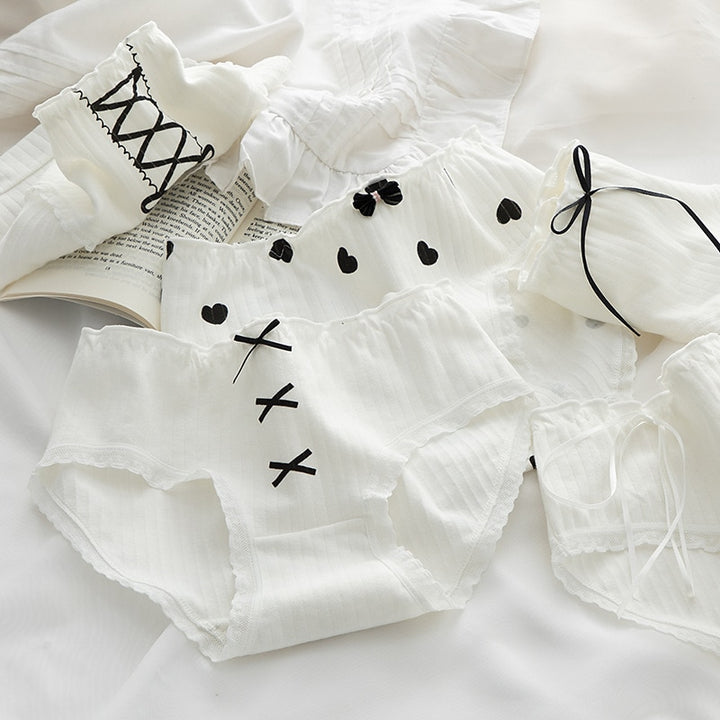 Kawaii White Bow Cotton Underwear - Juneptune