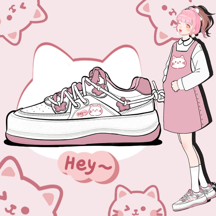 Sakura Cat Chunky Sneakers - Juneptune
