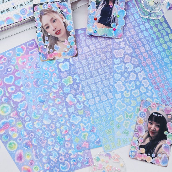 Glitter Holographic Kawaii Stickers - Juneptune