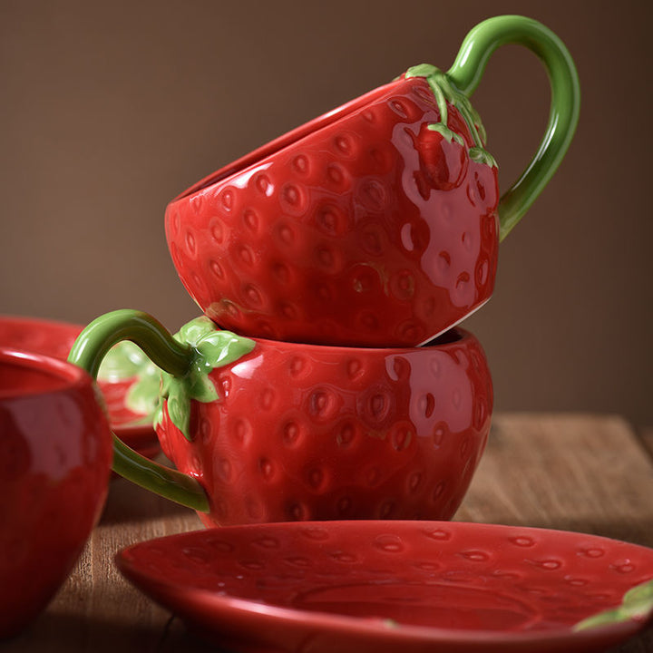 Kawaii Strawberry Ceramic Cup - Juneptune