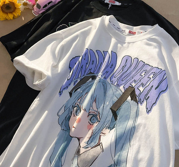 Harajuku Aesthetic Anime Girl T-Shirt - Juneptune