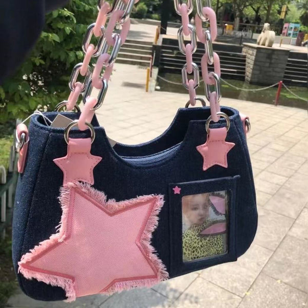 Star Denim Shoulder Bag