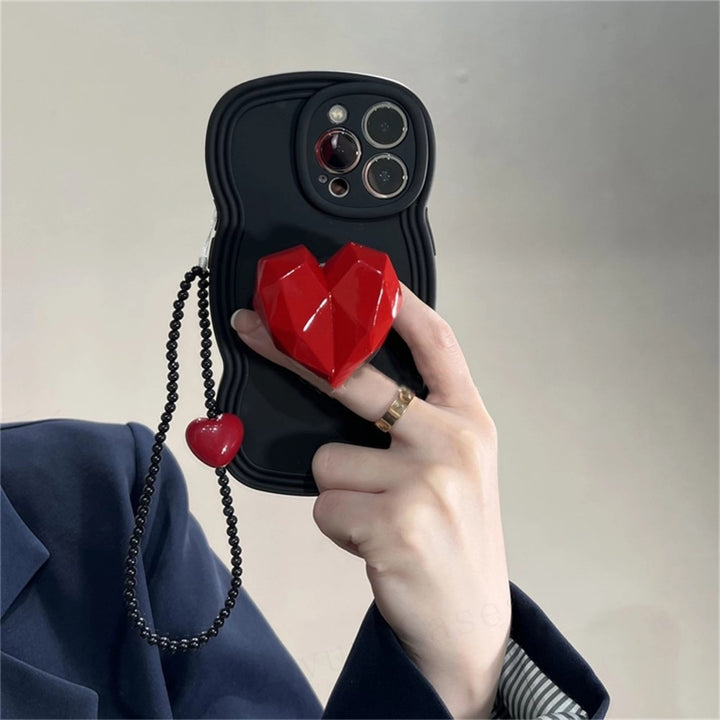 Korean Love Heart iPhone Case With Bracelet - Juneptune