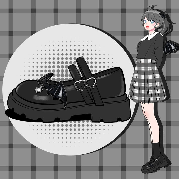 Gothic Lolita Black Mary Jane Shoes - Juneptune