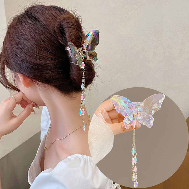 Kawaii Clear Crystal Butterfly Hair Claw - Juneptune