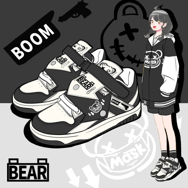 Streetwear Black Bear Chunky Shoe Sneakers - Juneptune