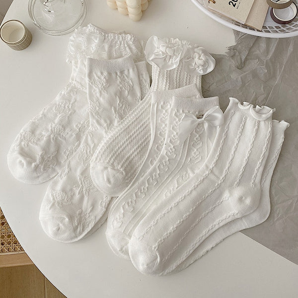 Lolita White Lace Cotton Socks - Juneptune