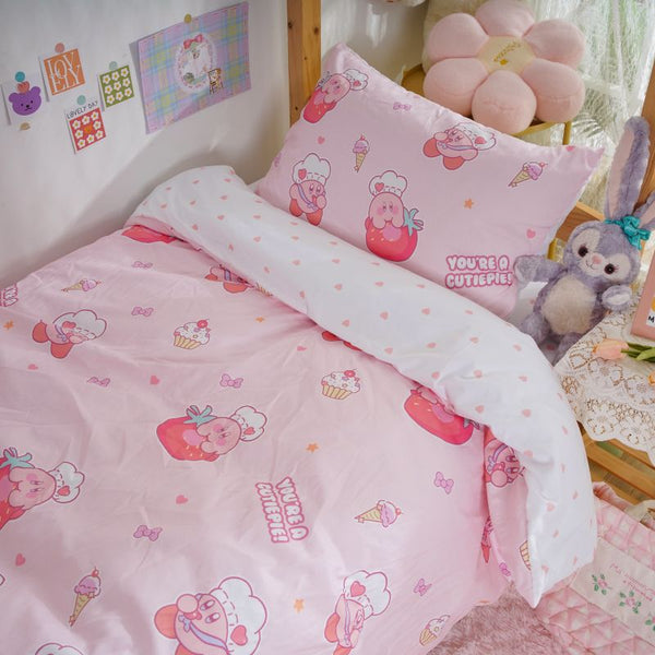 Kawaii Pink Kirby Star Bedding Set - Juneptune