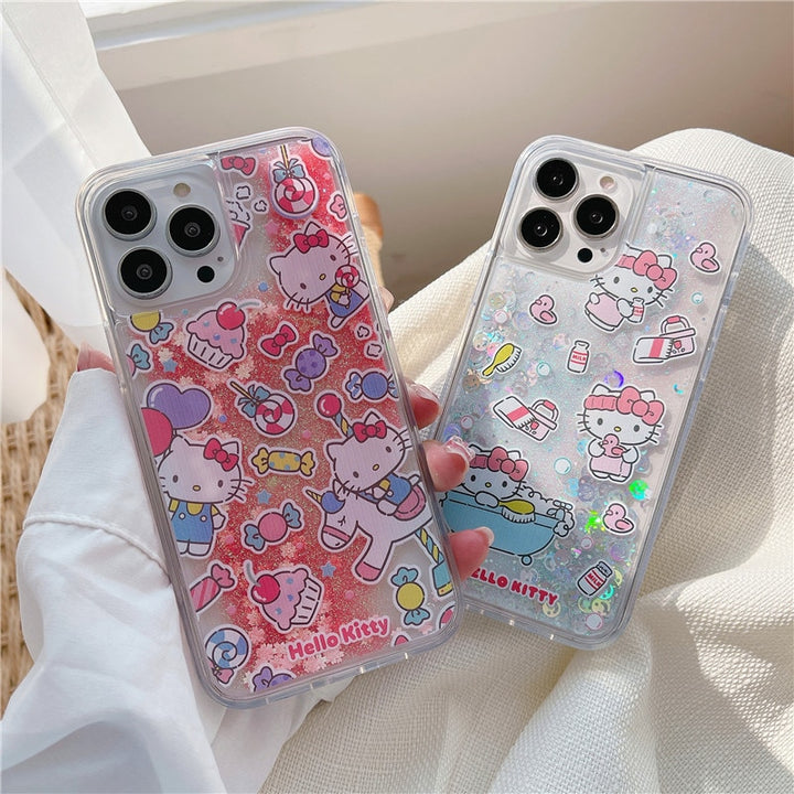 Sanrio Hello Kitty Quicksand Glitter iPhone Case - Juneptune