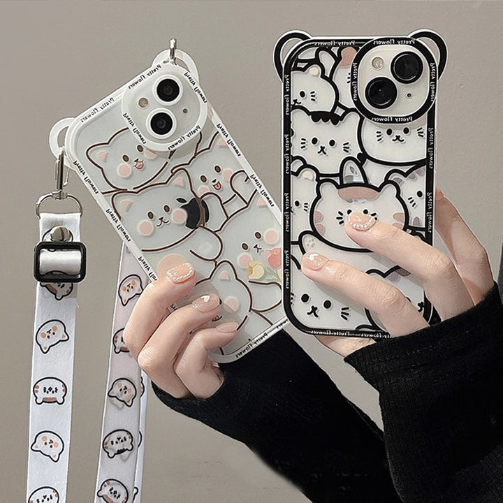 Aesthetic Bear iPhone Case With Lanyard - Juneptune