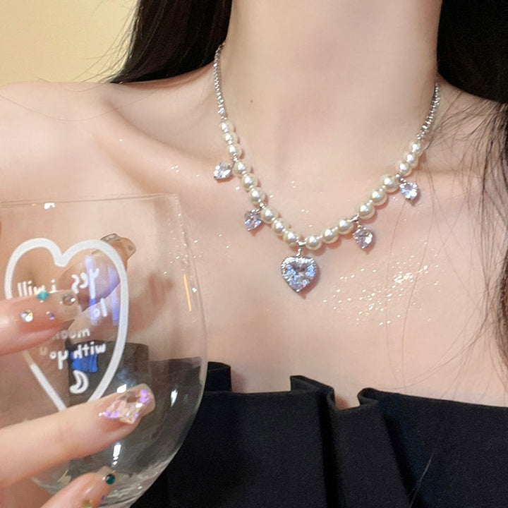 Korean Purple Heart Pearl Necklace - Juneptune