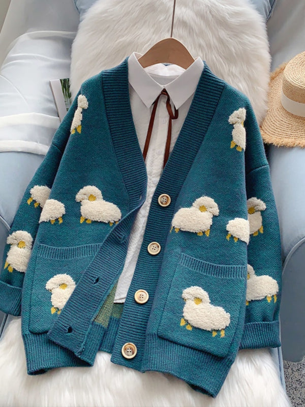 Cozy Knitted Sheep Cardigan - Juneptune