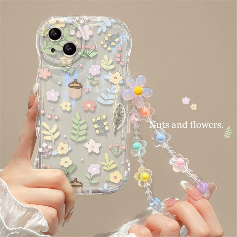 Floral Iphone Case With Chain Juneptune