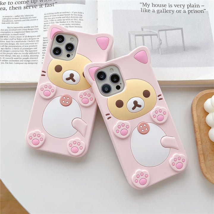 Pink Bear Silicone iPhone Case - Juneptune