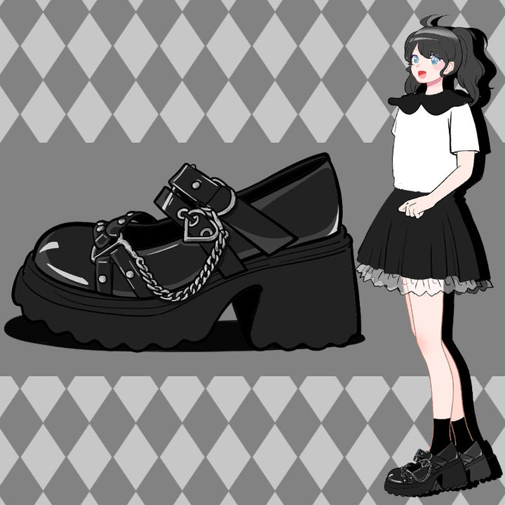 Gothic Lolita High Heel Black Shoes - Juneptune