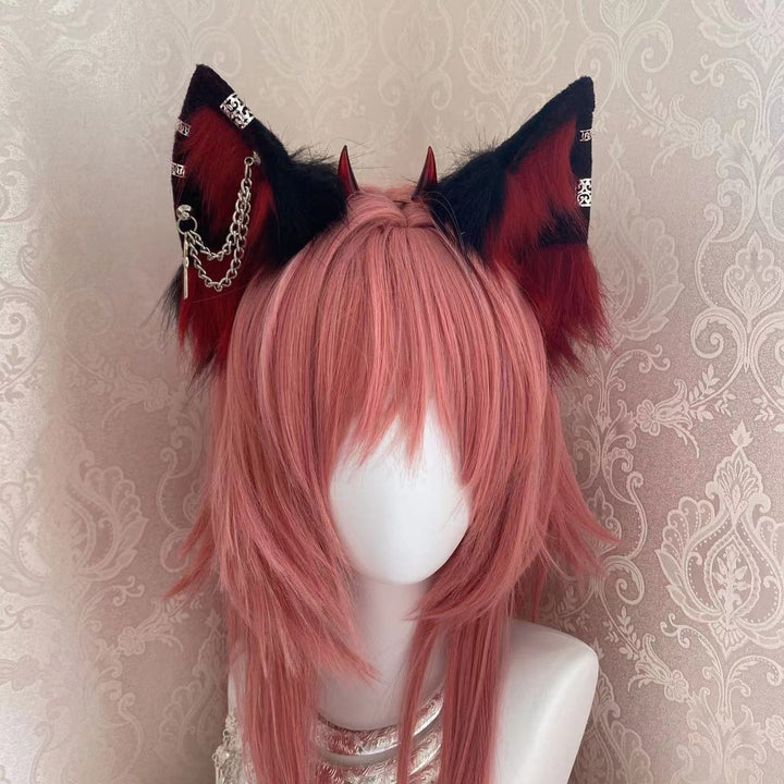Gothic Lolita Cosplay Horn Wolf Ears With Chains - Juneptune