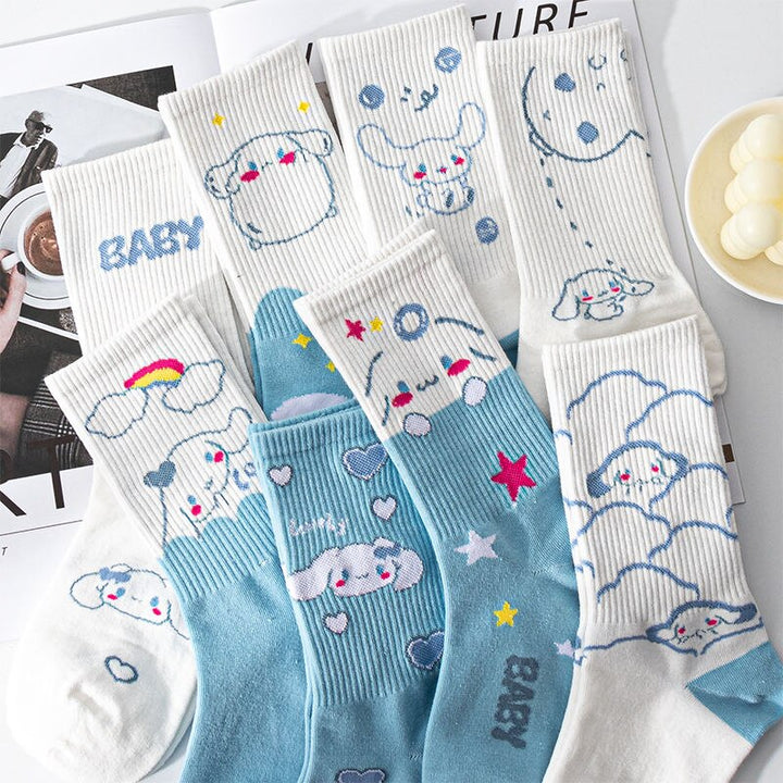 Kawaii Sanrio Cinnamoroll Cotton Socks Set - Juneptune