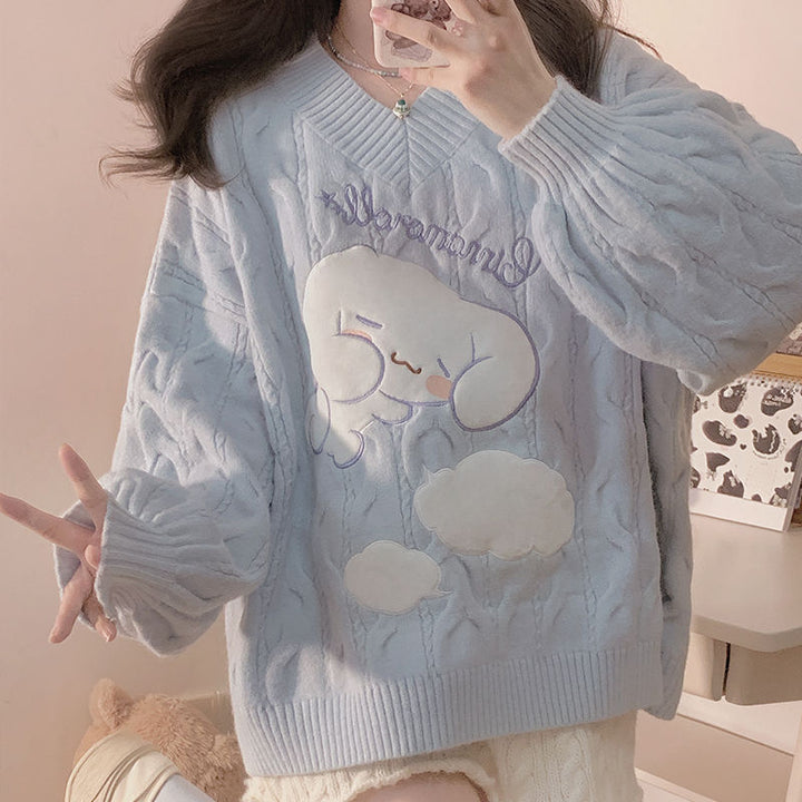 Sanrio Cinnamoroll V-Neck Sweater - Juneptune