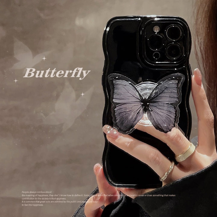 Aesthetic Black Butterfly iPhone Case With Grip - Juneptune