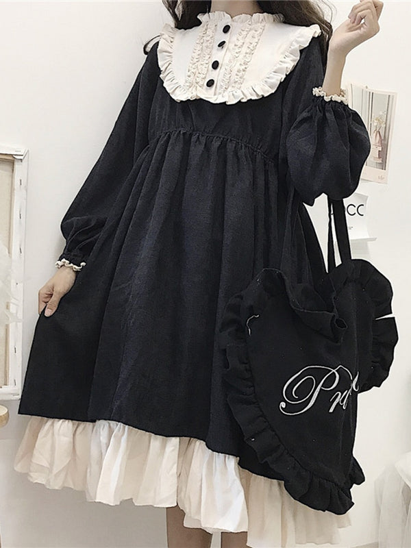 Lolita Oversized Black Dress - Juneptune