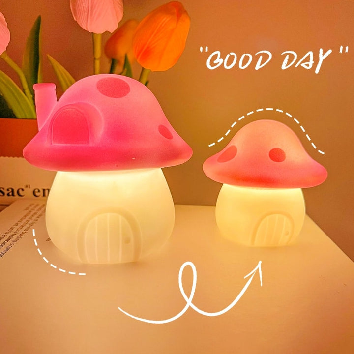 Cute Pink Mushroom Night Light Lamp - Juneptune