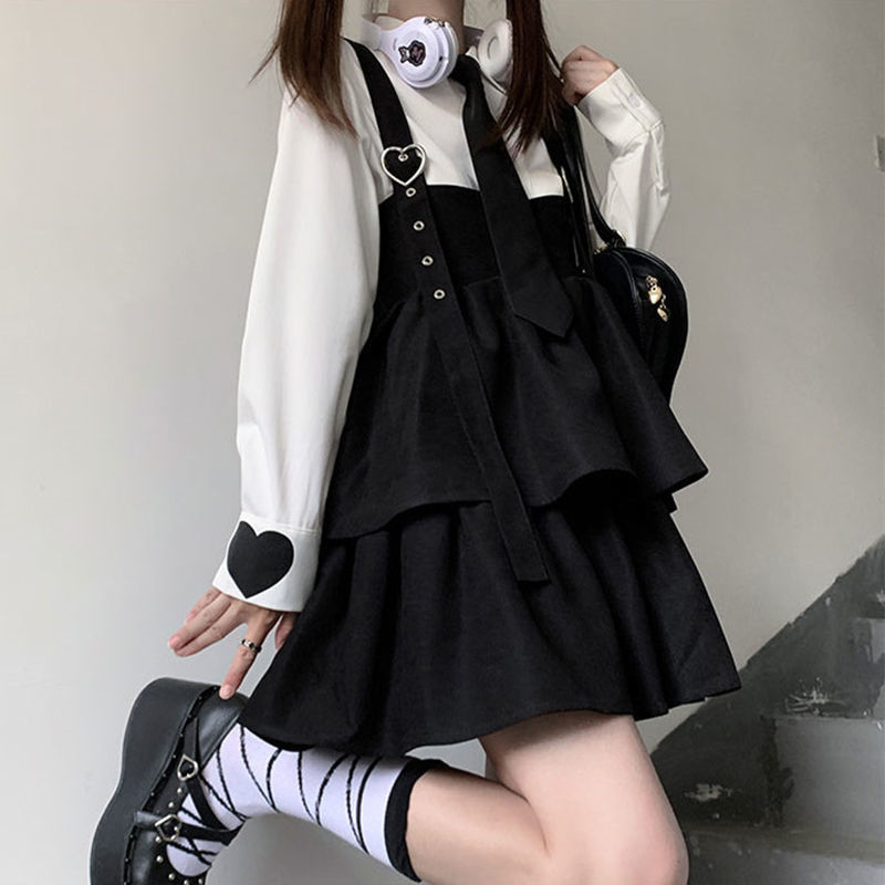 black suspender dress  KF83104