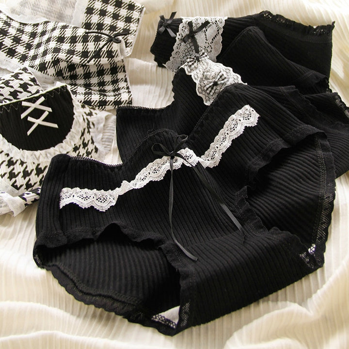 Kawaii Black Lace Cotton Underwear - Juneptune